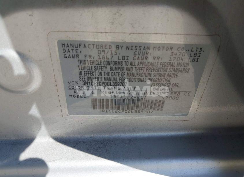 Photo 9 of 2016 Nissan Versa NOTE S (SR)/S PLUS/SL/SR/SV (VIN 3N1CE2CP0GL359707)