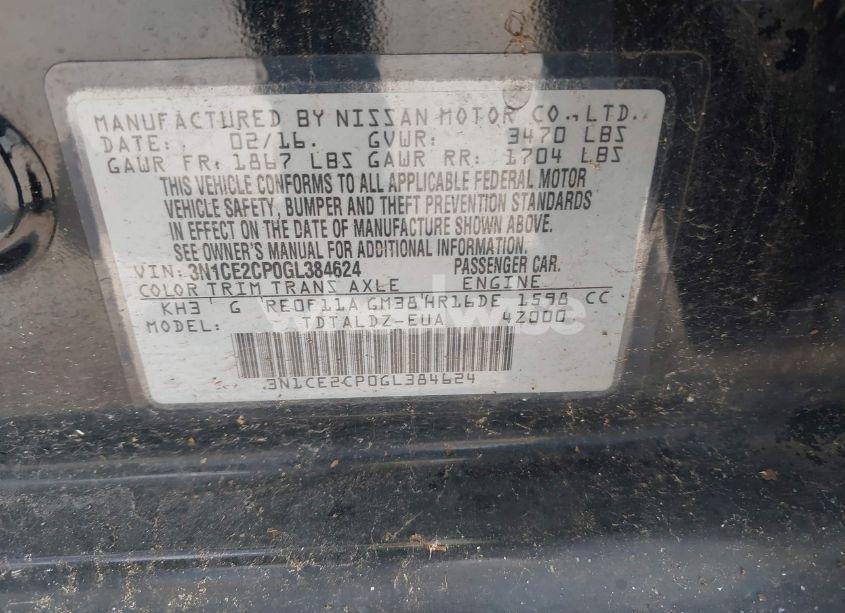 Photo 9 of 2016 Nissan Versa NOTE S (SR)/S PLUS/SL/SR/SV (VIN 3N1CE2CP0GL384624)