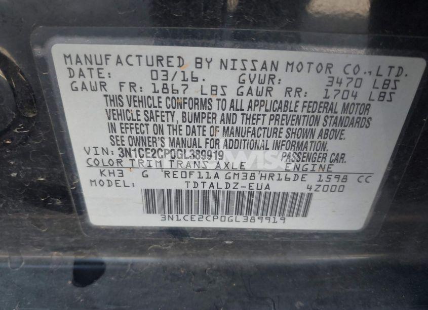 Photo 9 of 2016 Nissan Versa NOTE (VIN 3N1CE2CP0GL389919)