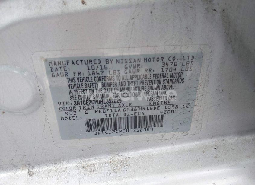 Photo 9 of 2017 Nissan Versa NOTE SV (VIN 3N1CE2CP0HL352029)