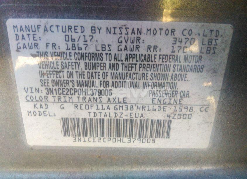 Photo 9 of 2017 Nissan Versa NOTE SV (VIN 3N1CE2CP0HL379005)