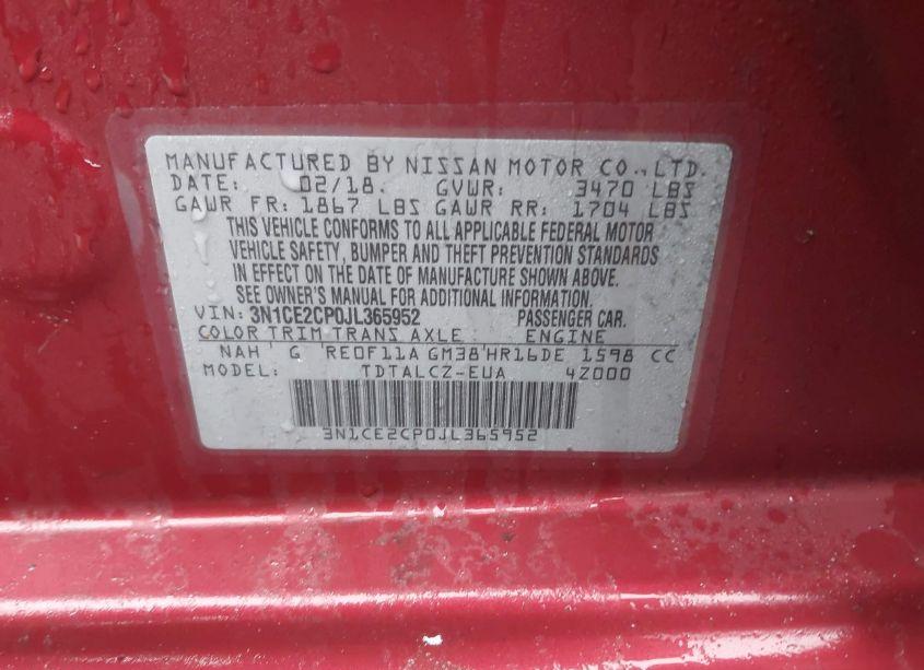 Photo 9 of 2018 Nissan Versa NOTE S (VIN 3N1CE2CP0JL365952)