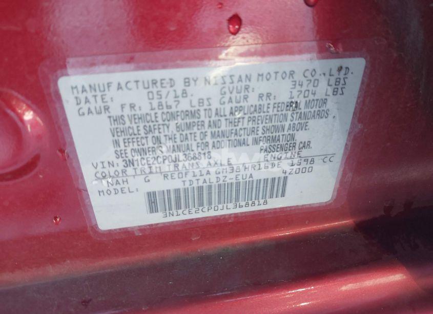 Photo 9 of 2018 Nissan Versa NOTE SV (VIN 3N1CE2CP0JL368818)