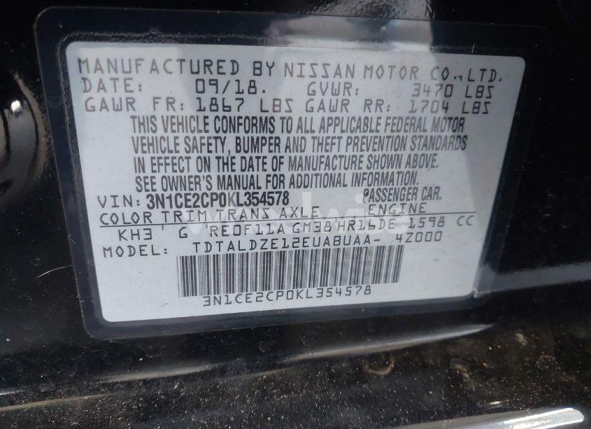 Photo 9 of 2019 Nissan Versa NOTE SV (VIN 3N1CE2CP0KL354578)