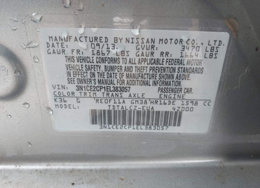 Photo 9 of 2014 Nissan Versa NOTE S PLUS (VIN 3N1CE2CP1EL383057)