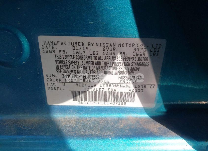 Photo 9 of 2014 Nissan Versa NOTE S (SR)/S PLUS/SV (VIN 3N1CE2CP1EL407552)