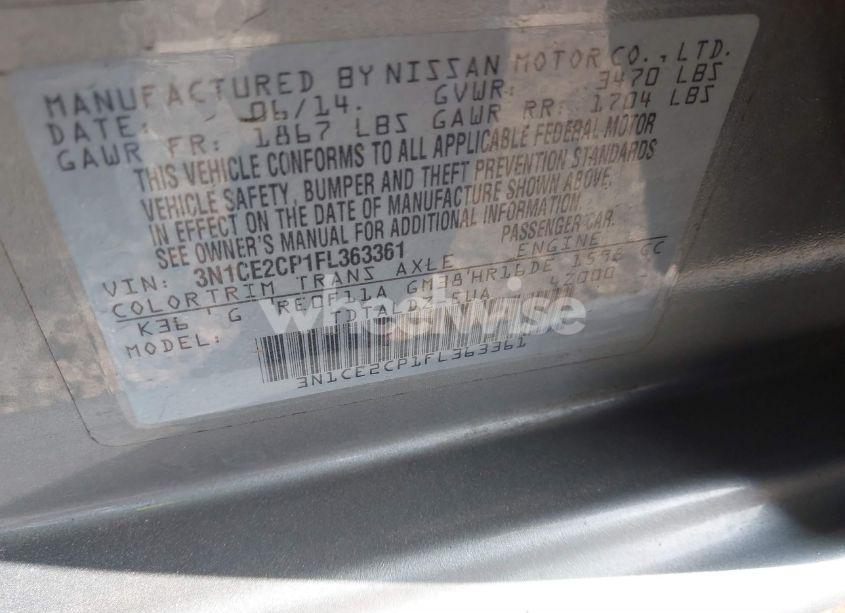 Photo 9 of 2015 Nissan Versa NOTE SV (VIN 3N1CE2CP1FL363361)