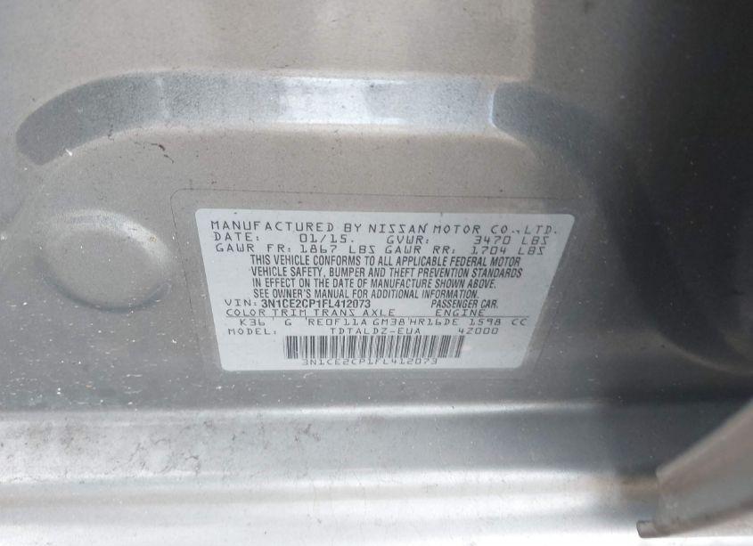 Photo 9 of 2015 Nissan Versa NOTE S (SR)/S PLUS/SL/SR/SV (VIN 3N1CE2CP1FL412073)