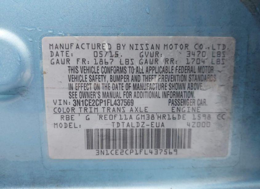 Photo 9 of 2015 Nissan Versa NOTE SV (VIN 3N1CE2CP1FL437569)