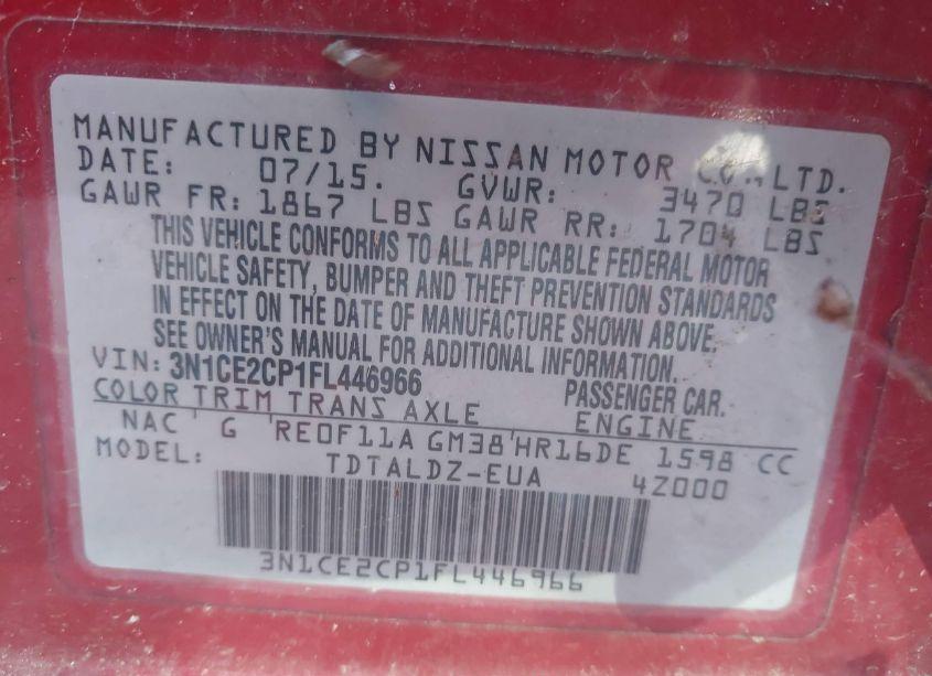 Photo 9 of 2015 Nissan Versa NOTE SV (VIN 3N1CE2CP1FL446966)