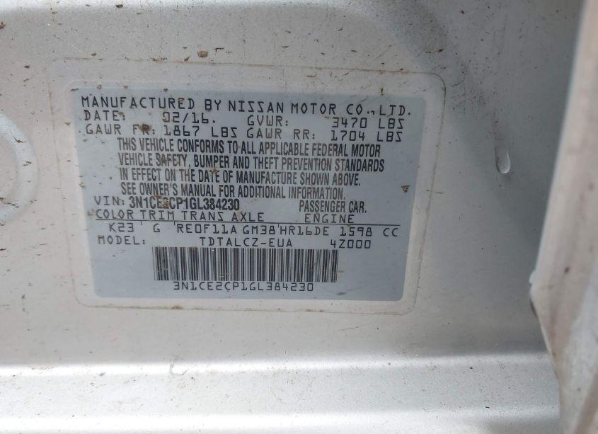 Photo 9 of 2016 Nissan Versa NOTE S PLUS (VIN 3N1CE2CP1GL384230)