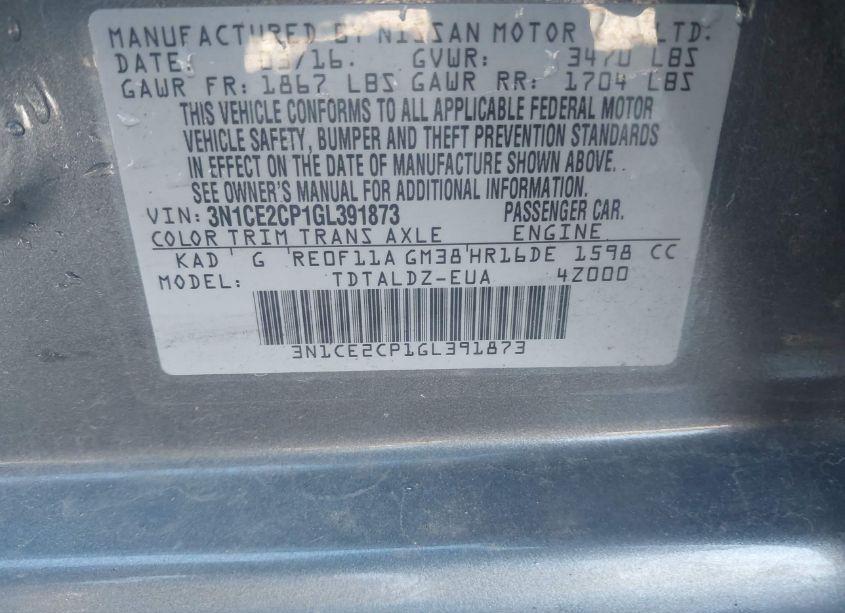 Photo 9 of 2016 Nissan Versa NOTE SV (VIN 3N1CE2CP1GL391873)