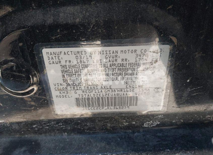 Photo 9 of 2019 Nissan Versa NOTE SV (VIN 3N1CE2CP1KL365279)