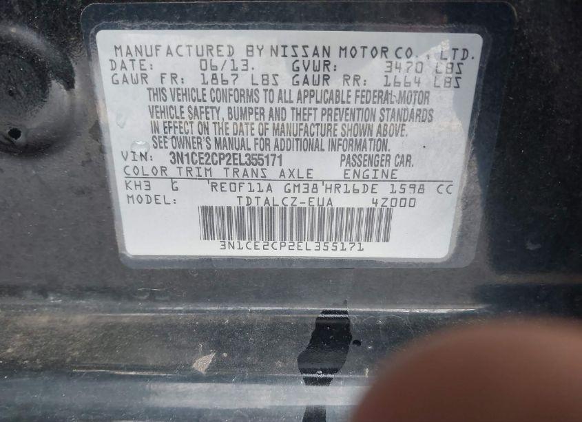 Photo 9 of 2014 Nissan Versa NOTE S PLUS (VIN 3N1CE2CP2EL355171)