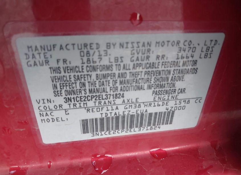 Photo 9 of 2014 Nissan Versa NOTE SV (VIN 3N1CE2CP2EL371824)