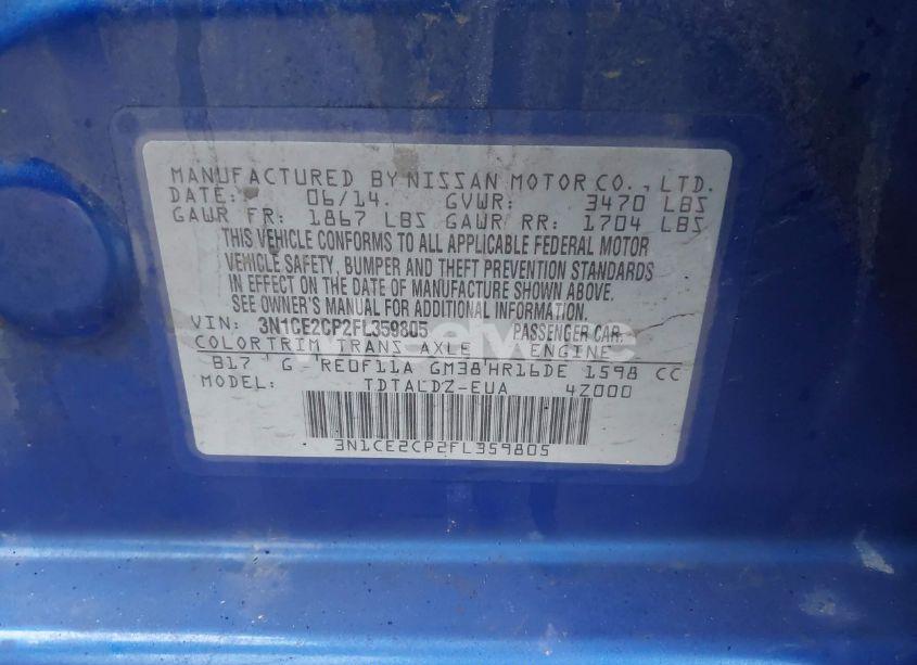 Photo 9 of 2015 Nissan Versa NOTE SV (VIN 3N1CE2CP2FL359805)