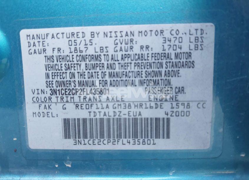 Photo 9 of 2015 Nissan Versa NOTE SV (VIN 3N1CE2CP2FL435801)