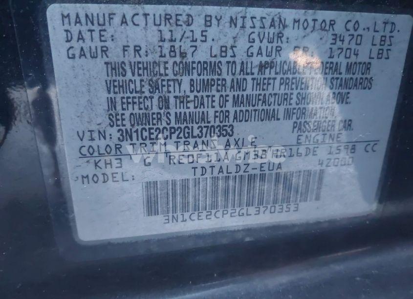 Photo 9 of 2016 Nissan Versa NOTE S (SR)/S PLUS/SL/SR/SV (VIN 3N1CE2CP2GL370353)