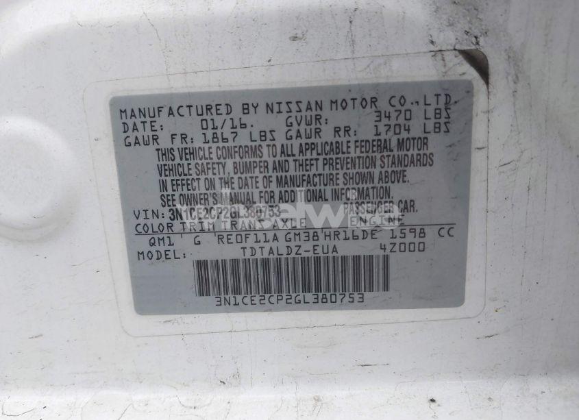 Photo 9 of 2016 Nissan Versa NOTE S (SR)/S PLUS/SL/SR/SV (VIN 3N1CE2CP2GL380753)