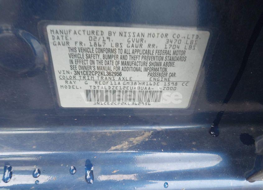 Photo 9 of 2019 Nissan Versa NOTE SV (VIN 3N1CE2CP2KL362956)