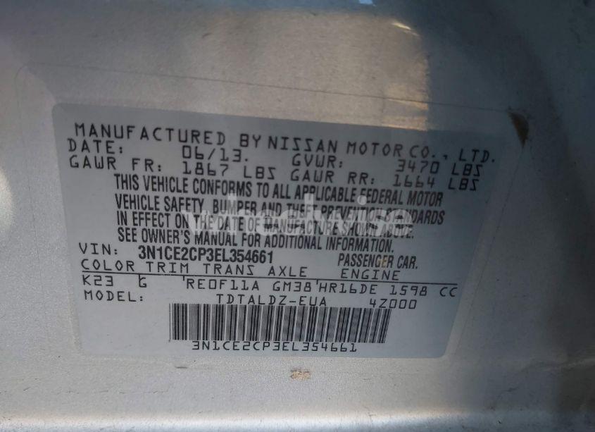 Photo 9 of 2014 Nissan Versa NOTE SV (VIN 3N1CE2CP3EL354661)