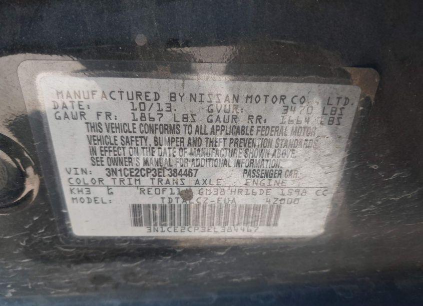 Photo 9 of 2014 Nissan Versa NOTE S PLUS (VIN 3N1CE2CP3EL384467)