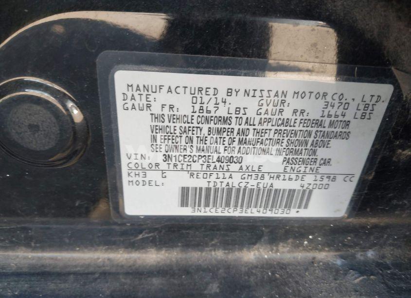 Photo 9 of 2014 Nissan Versa NOTE S PLUS (VIN 3N1CE2CP3EL409030)