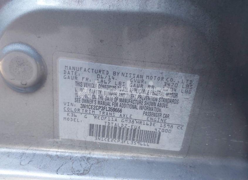 Photo 9 of 2015 Nissan Versa NOTE SV (VIN 3N1CE2CP3FL359666)