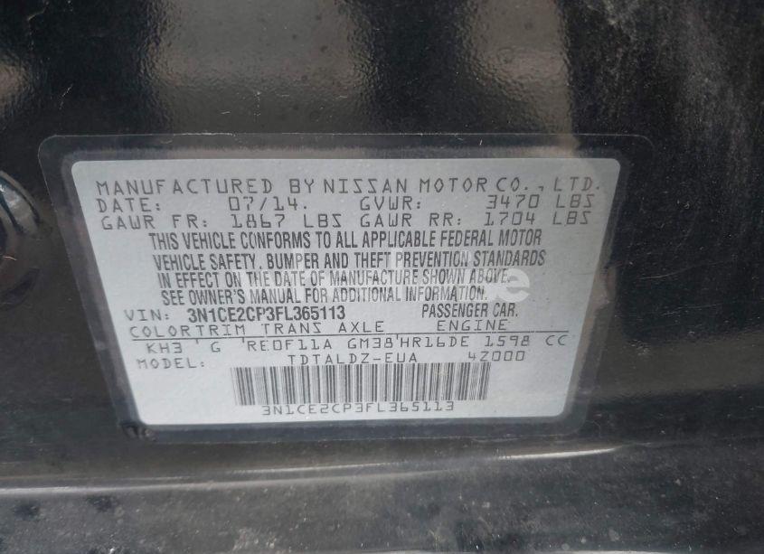 Photo 9 of 2015 Nissan Versa NOTE SV (VIN 3N1CE2CP3FL365113)