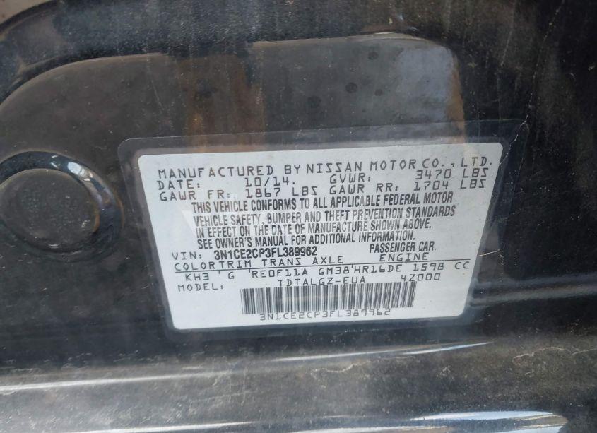 Photo 9 of 2015 Nissan Versa NOTE SR (VIN 3N1CE2CP3FL389962)