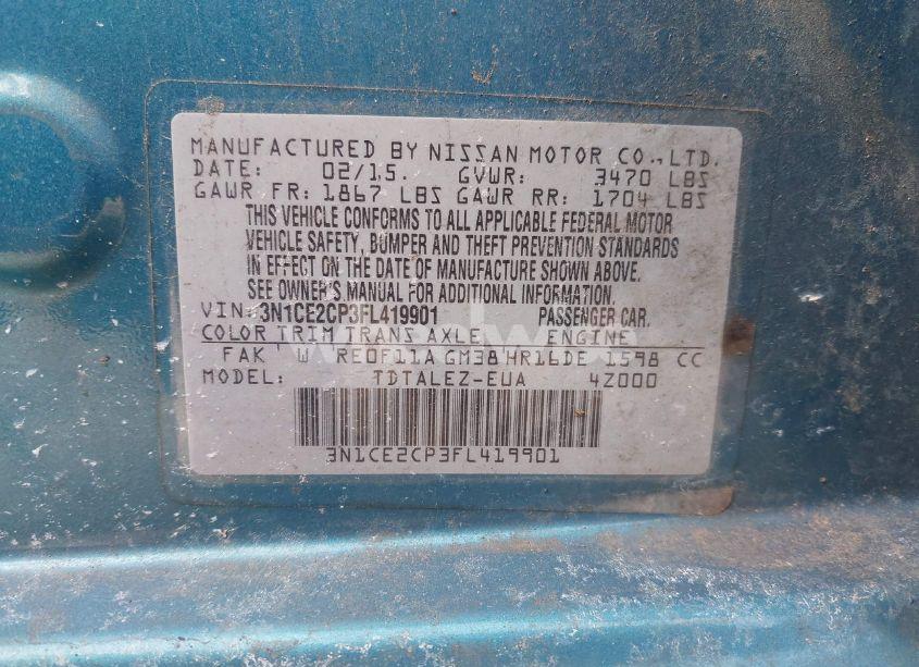 Photo 9 of 2015 Nissan Versa NOTE SL (VIN 3N1CE2CP3FL419901)