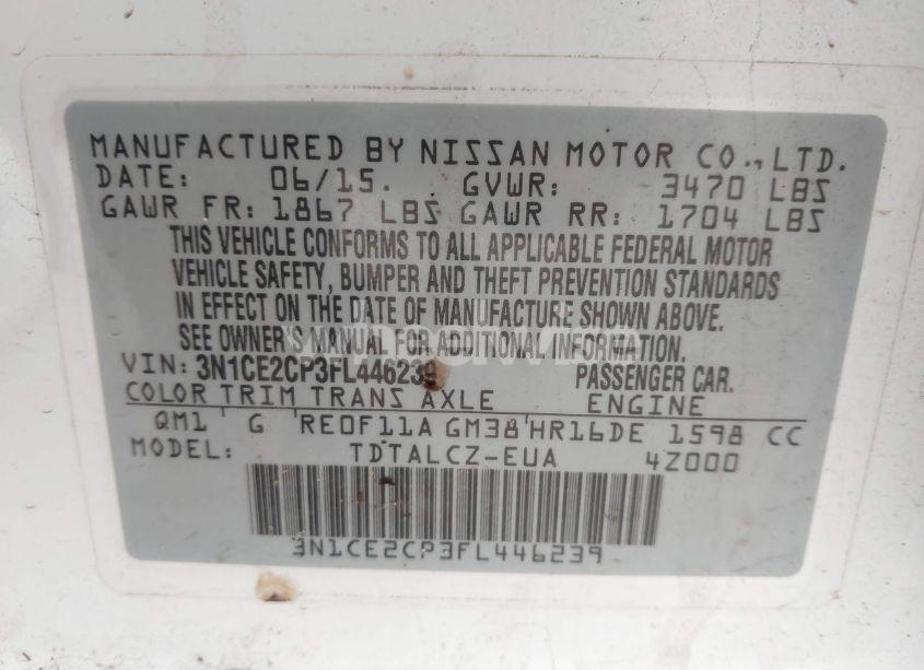 Photo 9 of 2015 Nissan Versa NOTE S PLUS (VIN 3N1CE2CP3FL446239)