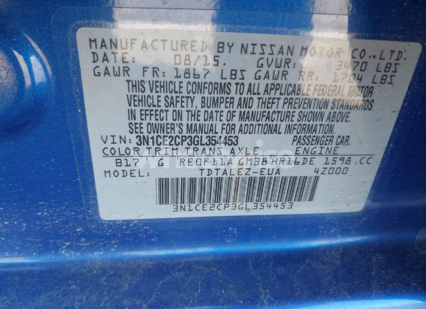 Photo 9 of 2016 Nissan Versa NOTE (VIN 3N1CE2CP3GL354453)