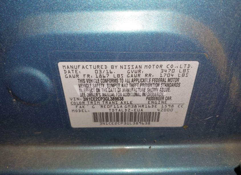 Photo 9 of 2016 Nissan Versa NOTE SV (VIN 3N1CE2CP3GL389638)