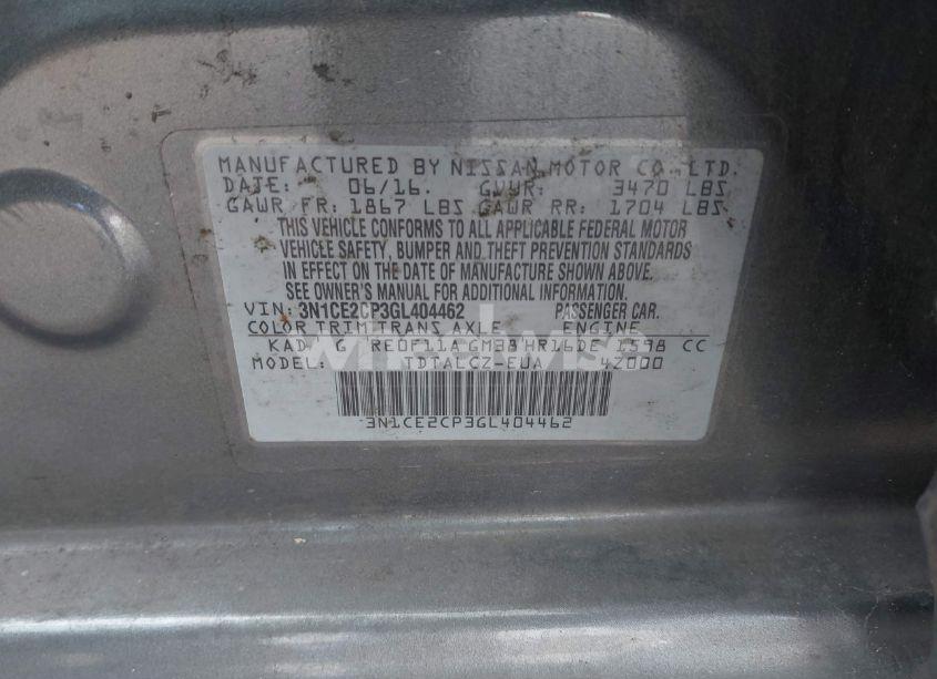 Photo 9 of 2016 Nissan Versa NOTE S PLUS (VIN 3N1CE2CP3GL404462)