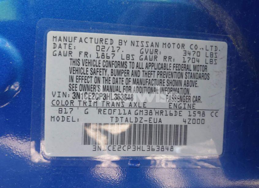 Photo 9 of 2017 Nissan Versa NOTE SV (VIN 3N1CE2CP3HL363848)