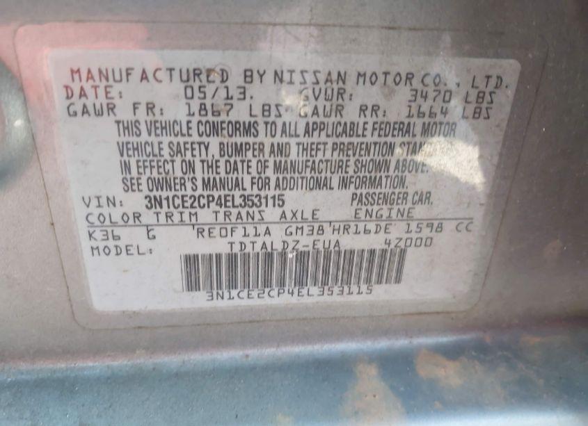 Photo 9 of 2014 Nissan Versa NOTE SV (VIN 3N1CE2CP4EL353115)