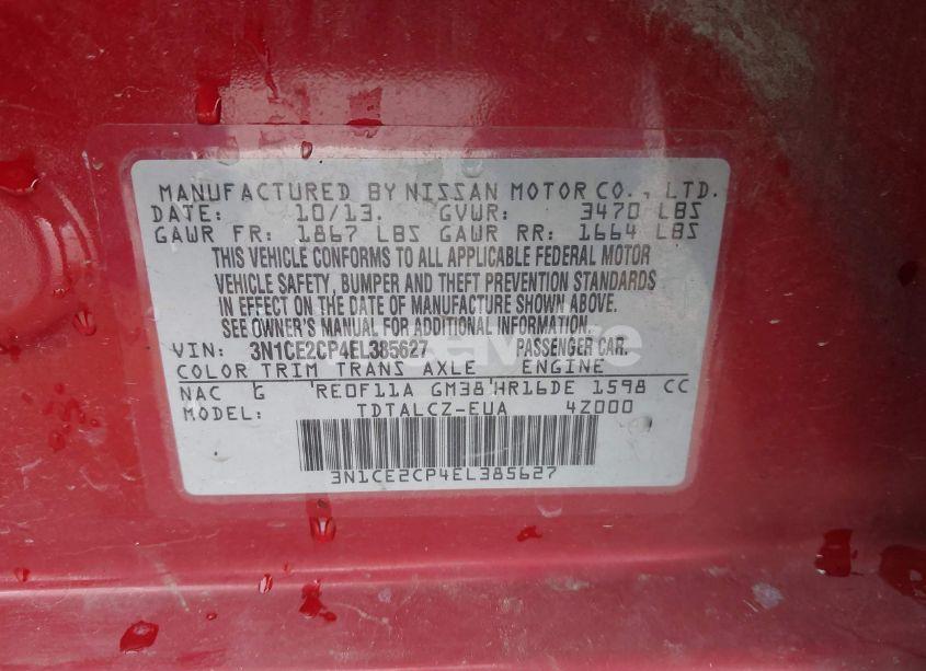 Photo 9 of 2014 Nissan Versa NOTE S PLUS (VIN 3N1CE2CP4EL385627)