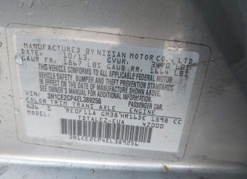 Photo 9 of 2014 Nissan Versa NOTE SV (VIN 3N1CE2CP4EL389256)