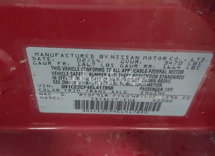 Photo 9 of 2014 Nissan Versa NOTE S (SR) (VIN 3N1CE2CP4EL417850)