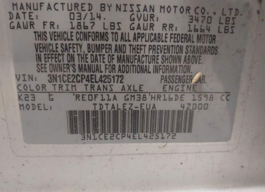 Photo 9 of 2014 Nissan Versa NOTE SV (VIN 3N1CE2CP4EL425172)