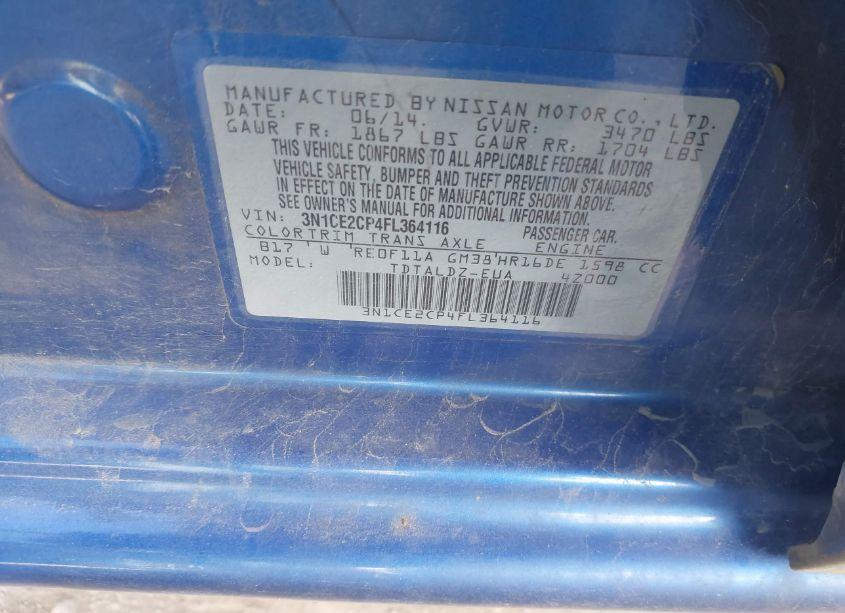 Photo 9 of 2015 Nissan Versa NOTE S (SR)/S PLUS/SL/SR/SV (VIN 3N1CE2CP4FL364116)