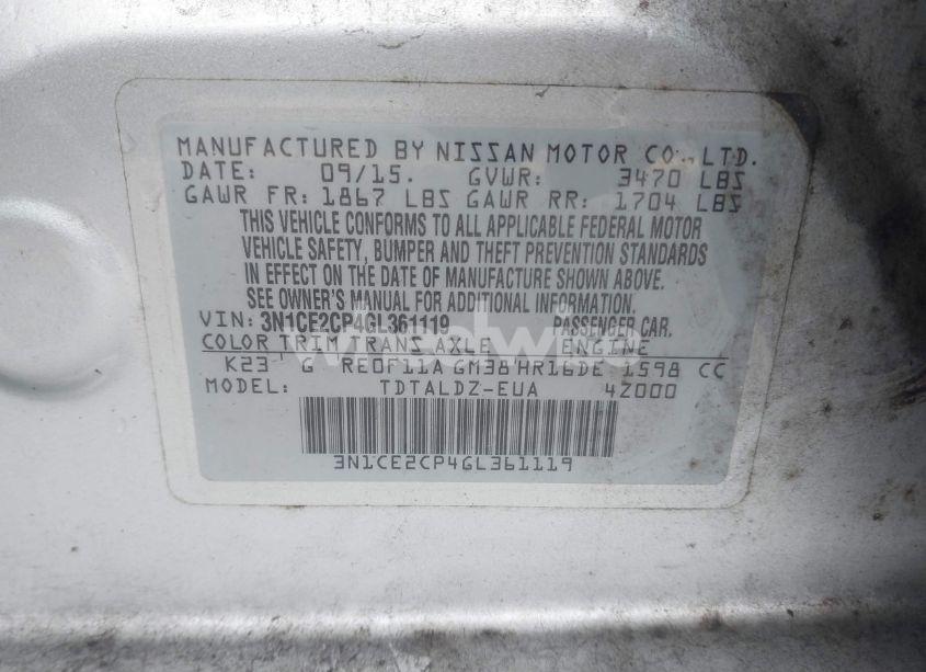 Photo 9 of 2016 Nissan Versa NOTE S (SR)/S PLUS/SL/SR/SV (VIN 3N1CE2CP4GL361119)