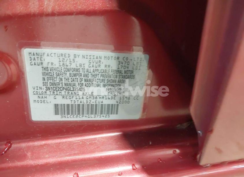 Photo 9 of 2016 Nissan Versa NOTE S (SR)/S PLUS/SL/SR/SV (VIN 3N1CE2CP4GL375425)