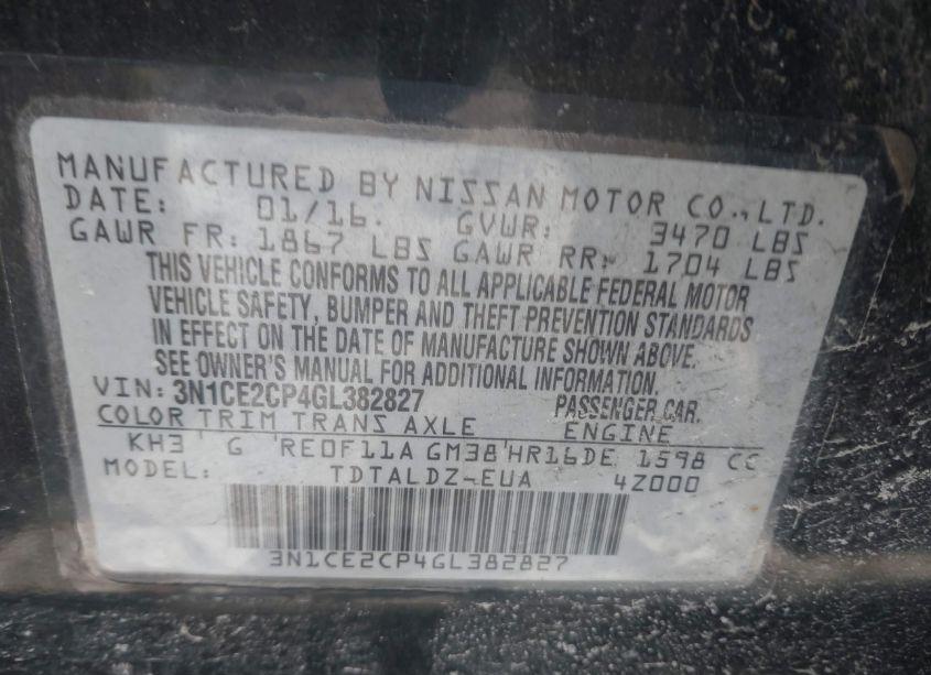 Photo 9 of 2016 Nissan Versa NOTE SV (VIN 3N1CE2CP4GL382827)