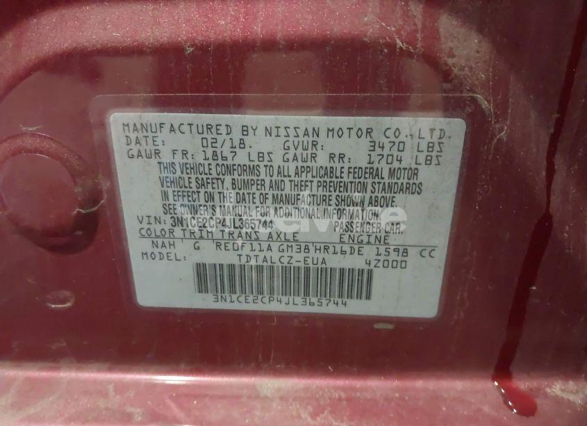 Photo 9 of 2018 Nissan Versa NOTE S (VIN 3N1CE2CP4JL365744)