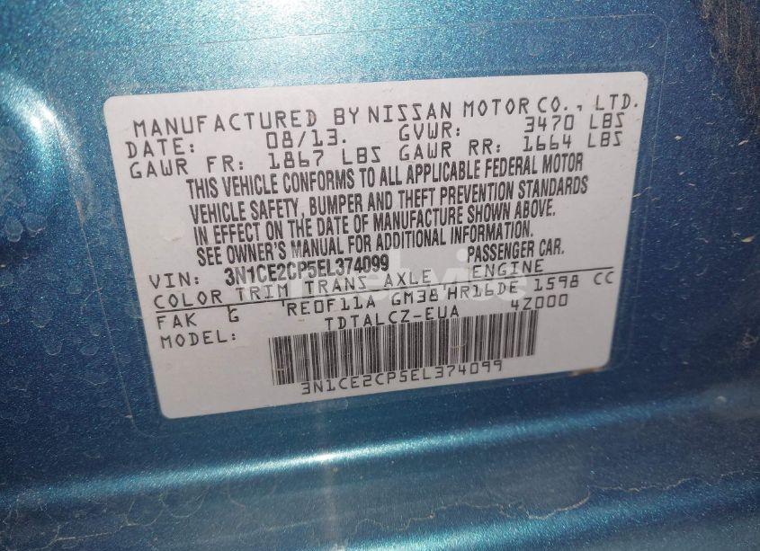 Photo 9 of 2014 Nissan Versa NOTE S PLUS (VIN 3N1CE2CP5EL374099)