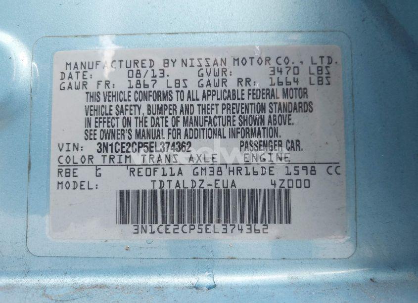 Photo 9 of 2014 Nissan Versa NOTE SV (VIN 3N1CE2CP5EL374362)