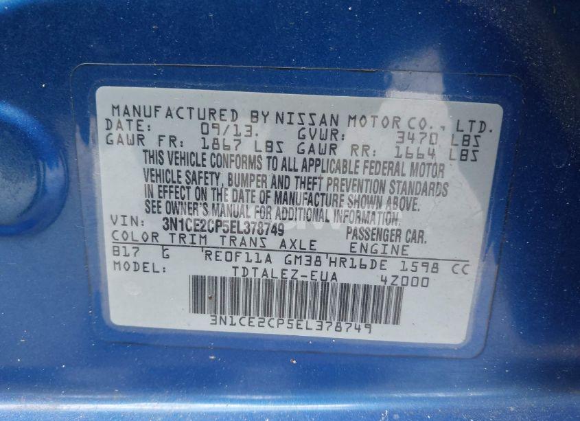 Photo 9 of 2014 Nissan Versa NOTE SV (VIN 3N1CE2CP5EL378749)