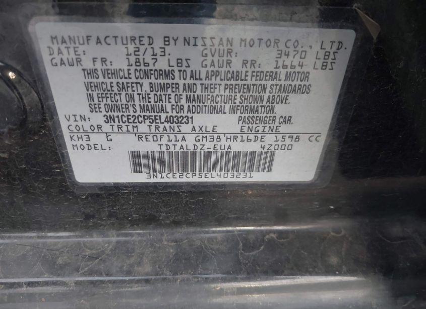 Photo 9 of 2014 Nissan Versa NOTE SV (VIN 3N1CE2CP5EL403231)